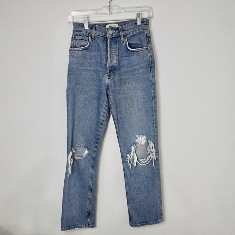 AGOLDE Riley High Rise Slim Straight Jeans Size 24 - Picture 2 of 7